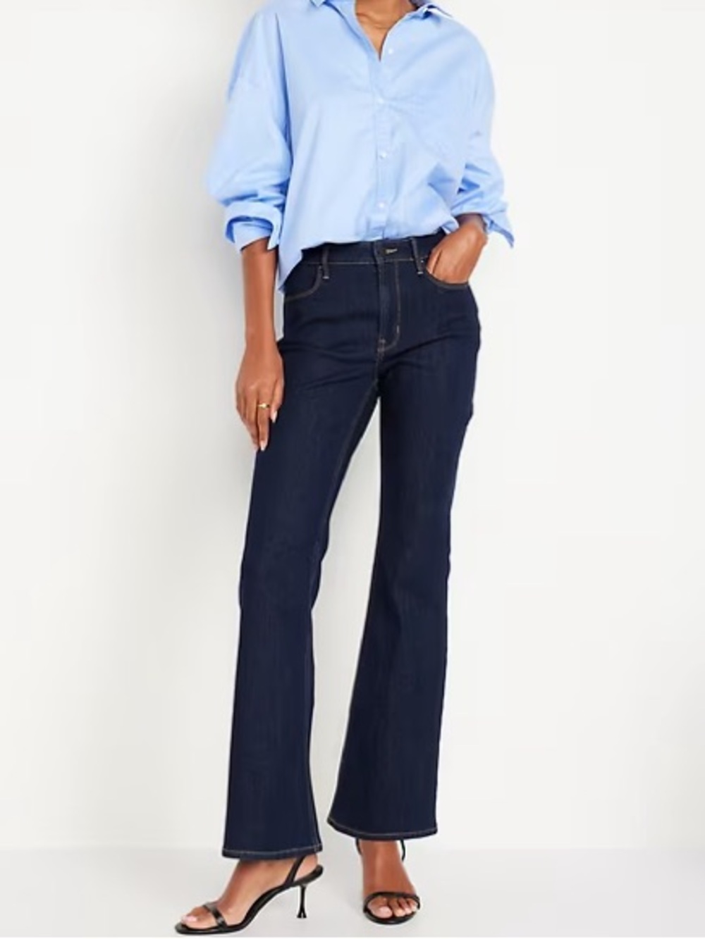 {Old Navy} "High Rise Wow Flare" Dark Blue Rinse Relaxed Bootcut Jeans WJ142-39